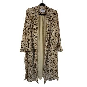 Cupcakes and Cashmere Animal Print Long Line Long Sleeve Cardigan Kimono L